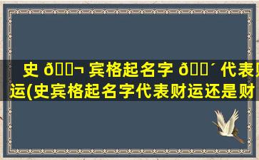 史 🐬 宾格起名字 🌴 代表财运(史宾格起名字代表财运还是财运)
